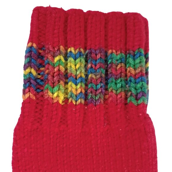 Vintage Holiday Festive Red Thick Knit Quarter Crew Ankle Sock Women's Medium - Picture 2 of 5